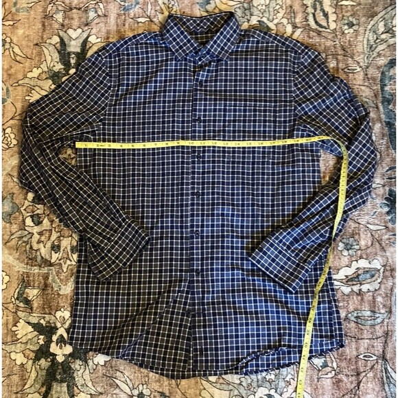 Johnnie O Shirt Mens Medium Blue Gingham Plaid Check Button Up Preppy - Picture 3 of 7